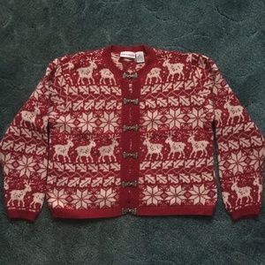 ugly christmas sweater cardigan red